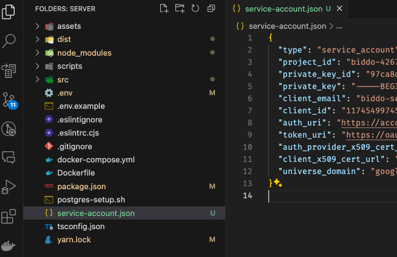 Service account key in server